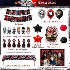 38 Pcs Horror Birthday Party Decorations Kit Halloween Theme