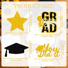 200 PCS Glitter Gold Black Graduation Confetti Class Of 2026 Table Decor