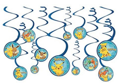 Multicolor Pokemon Hanging Swirls – 12pcs Cardstock Decorations for Birthdays