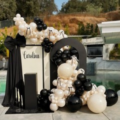 Black White Gold Balloon Garland Kit, 115Pc Beige Sand Black Cream Metallic G…