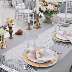 Silver Glitter Disco Table Runner 30x180cm Mirror Sparkle Retro Party Decor AU