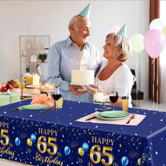 65th Birthday Decorations Men-3 Pcs Happy Birthday Tablecloths Happy Birthday Pa