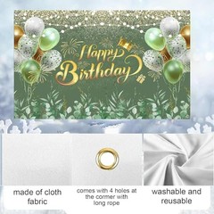 ery Sage Happy Birthday Banner Backdrop Decorations Eucalyptus Leaves Green