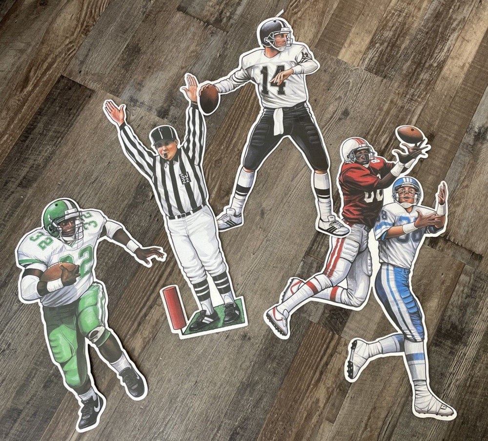 VTG 90s Football Player Cutouts Super Bowl Party Decor Beistle Co (Set of 4)