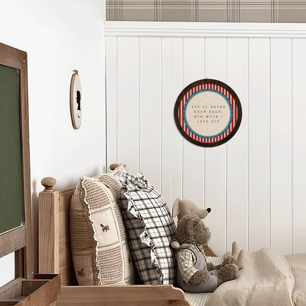Toddler Boys Room Decor, Vintage Playroom Nursery Round Wooden Wall Art, Baby…