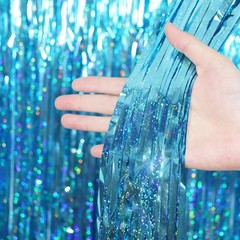 3.3 x 6.6 ft Foil Fringe Backdrop Curtains, Tinsel Streamers Party Decoration…