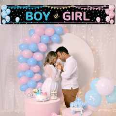 Baby Gender Reveal Decorations Banner (118.2X19.7 Inch) , Boy or Girl Gender Rev