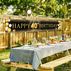 Black & Gold 40Th Birthday Banner Decorations – Extra Large 118″X20″ Reusable Ya