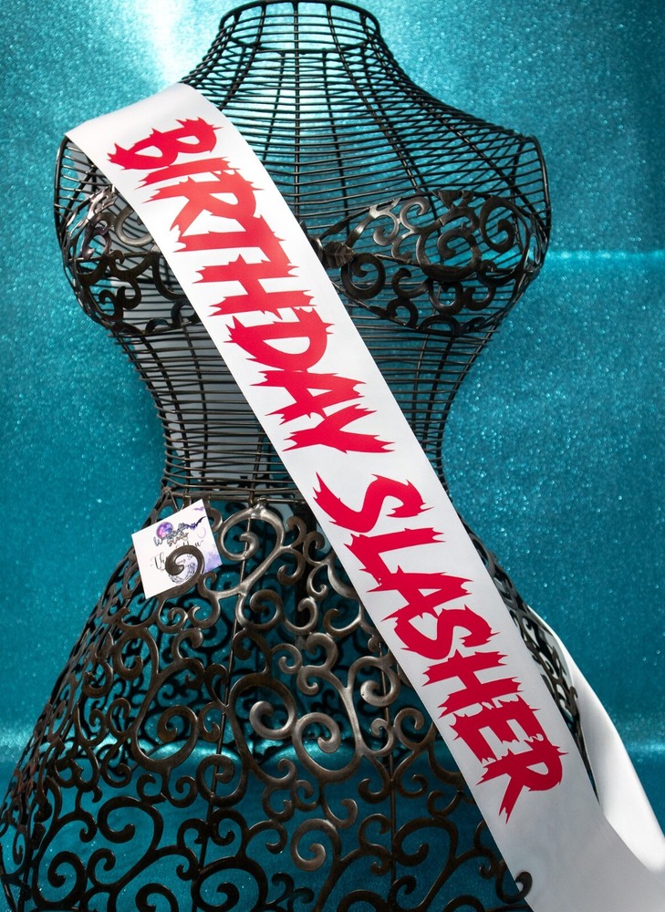 NEW Birthday Slasher Sash Gothic Party Sash Fit up to 4XL,Killer Birthday