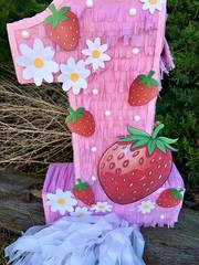 Strawberry Piñata Strawberry Number One Birthday Party Decoration for Kids