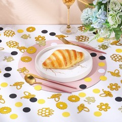 280 Pcs Bee Themed Party Decor Bee Glitter Sprinkles Honeycomb Circle Confett…