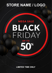 Black Friday Sale Poster Bespoke Text Wording Logo Any % Discount Retail Shop