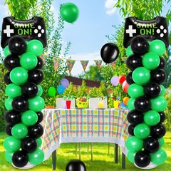 2 Set Video Game Balloon Column Stand Kit with Game Controller Foil Latex Bal…