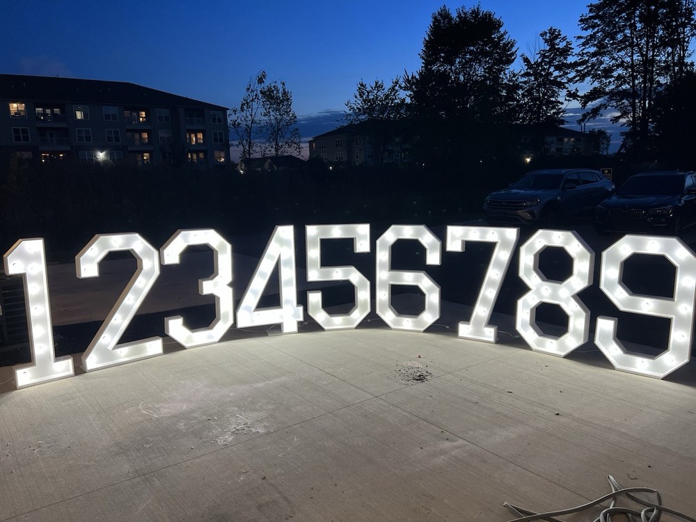 4ft wooden Large Light-Up White Number Props Letters & Numbers Party Decoration
