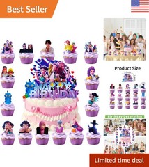 16-Pcs Anime Cake Decorating Kit – Includes Cupcake and Happy Birthday Toppers