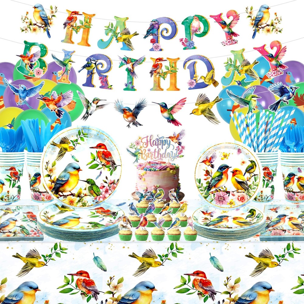 Bird Party Supplies, Includes Happy Birthday Banners, 130*220cm, Orange