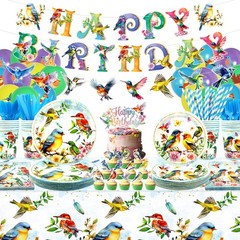 Bird Party Supplies, Includes Happy Birthday Banners, 130*220cm, Orange