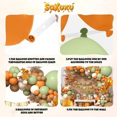 Fall Balloons Garland Arch Kit, Brown Orange Sage Green Fall Thanksgiving Bal…