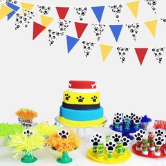Paw Print Fabric Banner Triangle Pennant Flag Garland Streamers – 32Ft, Red, …