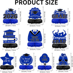 10Pcs Graduation Decorations 2026 Class of 2026 Congrats Grad Table Honeycomb Ce