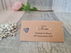 10 x table place name card personalised occasion rustic stationary decor heart