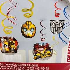 Transformers Swirl Decorations 12 Pc Party Hanging Decor Hasbro 2014 New