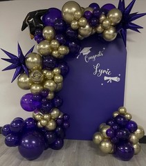 Purple Gold Balloon Garland Arch Kit Dark Purple Metallic Star Balloons for
