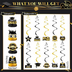 Graduation Decorations 2026-Black and Gold Graduation Party Decorations Supplies