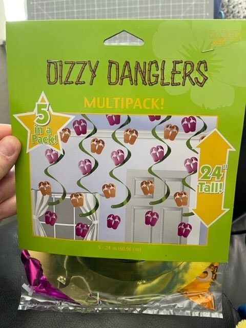 DIZZY DANGLERS Flip Flop Hanging Swirls Room Decorations Summer Luau Pool Party