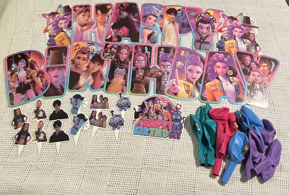 K Pop Demon Hunters 30 Piece Birthday Party Decoration Set / New