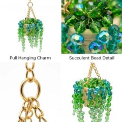 Beaded Hanging Basket for Car Rearview Mirror Decor 15cm Plastic European Style