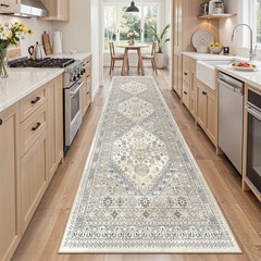 zesthome Washable Runner Rug 2.5×8 – Stain 2’6″ x 8′ (Runner), Beige/Grey