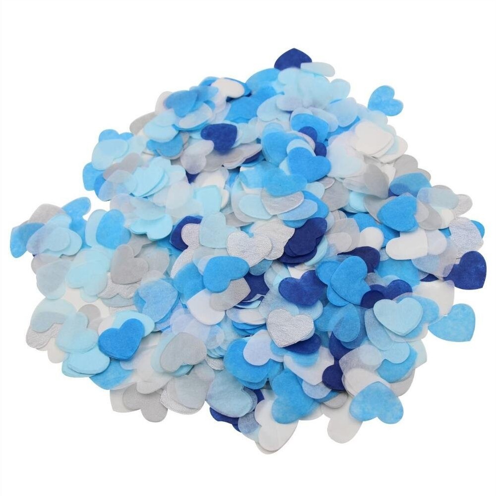 Blue Silver Tissue Paper Heart Confetti Wedding Engagement Bridal Shower Deco…