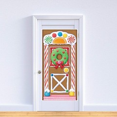 Beistle Printed Plastic Gingerbread House Door Cover Indoor/Outdoor Christmas