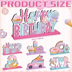 6 Pcs Donut Two Sweet 2nd Birthday Party Decorations Table Sign Centerpiece