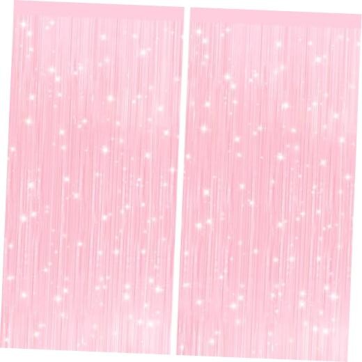2Pack Pastel Pink Metallic Tinsel Foil Fringe 2pack Macaron Pink Streamers