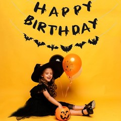Glitter Halloween Banner, Black Heart Skull Bat Vampire Party Decorations, Ba…