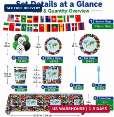 160 Pcs World Flags Party Supplies,International Party Decorations Set with Coun