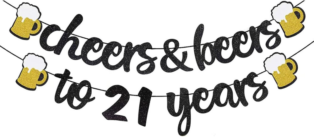 21St Birthday Decorations,Cheers to 21 Years Banner, 21St Banner for Birthday We