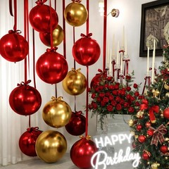 Red Gold Round Foil Balloons, 16PCS Different Sizes 4D Metallic Balloon Large…