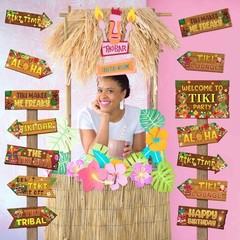 20 Pcs Tiki Party Decorations Totem Hawaiian Luau Tropical Table Signs Set