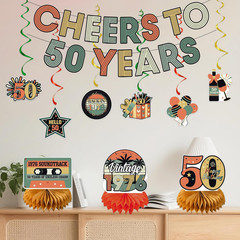 50Th Birthday Decorations Women Men, Cheers to 50 Years Banner Centerpieces Hang