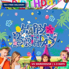 Tingjoo Happy Birthday Party Backdrop Cartoon Photo Background 4 x 6 FT Cute Haw