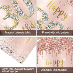 Happy 30Th Birthday Door Banner Backdrop Decorations for Her, Pink Rose Gold 30