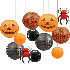 12Pcs Halloween Lanterns – Jack-O’-Lantern, Spider, Skeleton Decor for Indoor/Ou