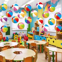 48Pcs Beach Ball Cutouts Summer Bulletin Board Decorations Colorful Beach Bal…