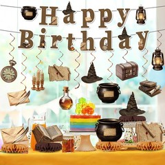 53pcs Magical Party Decorations Theme Banner Hanging Swirls and Honeycomb Cen…