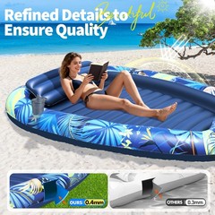 2026 Luxury 2 Person Inflatable Tanning Pool Lounger Float, 90 x 67 Inch Extr…