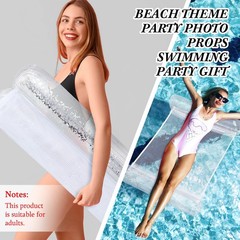 Pool Float Hammock Inflatable Water Glitter 4-in-1 Multi-Purpose Inflatable S…