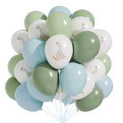 60 Pcs Bow Goose Balloons Set, 12 Inch Blue Green Latex Balloons Silly Goose …